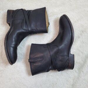 Frye‎ & Co. Lindsey Plate Black Leather Short Heel Ankle Boots Shoes Women 8 B